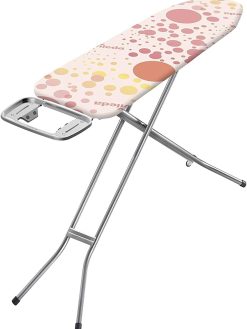 Vileda Neo Ironing Board - Child Safe With 100% Cotton Cover, Adjustable Height- Pink ( 114 x 33 x 90 cm), 163315