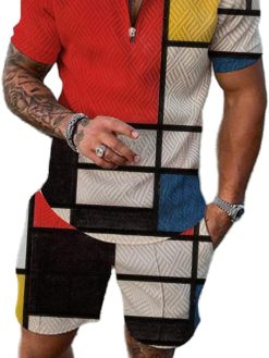 BUNDMAN Mens Short Sets 2 Piece Outfits Polo Shirt Fashion Summer Tracksuits Shorts Set for Men and Casual Set for men