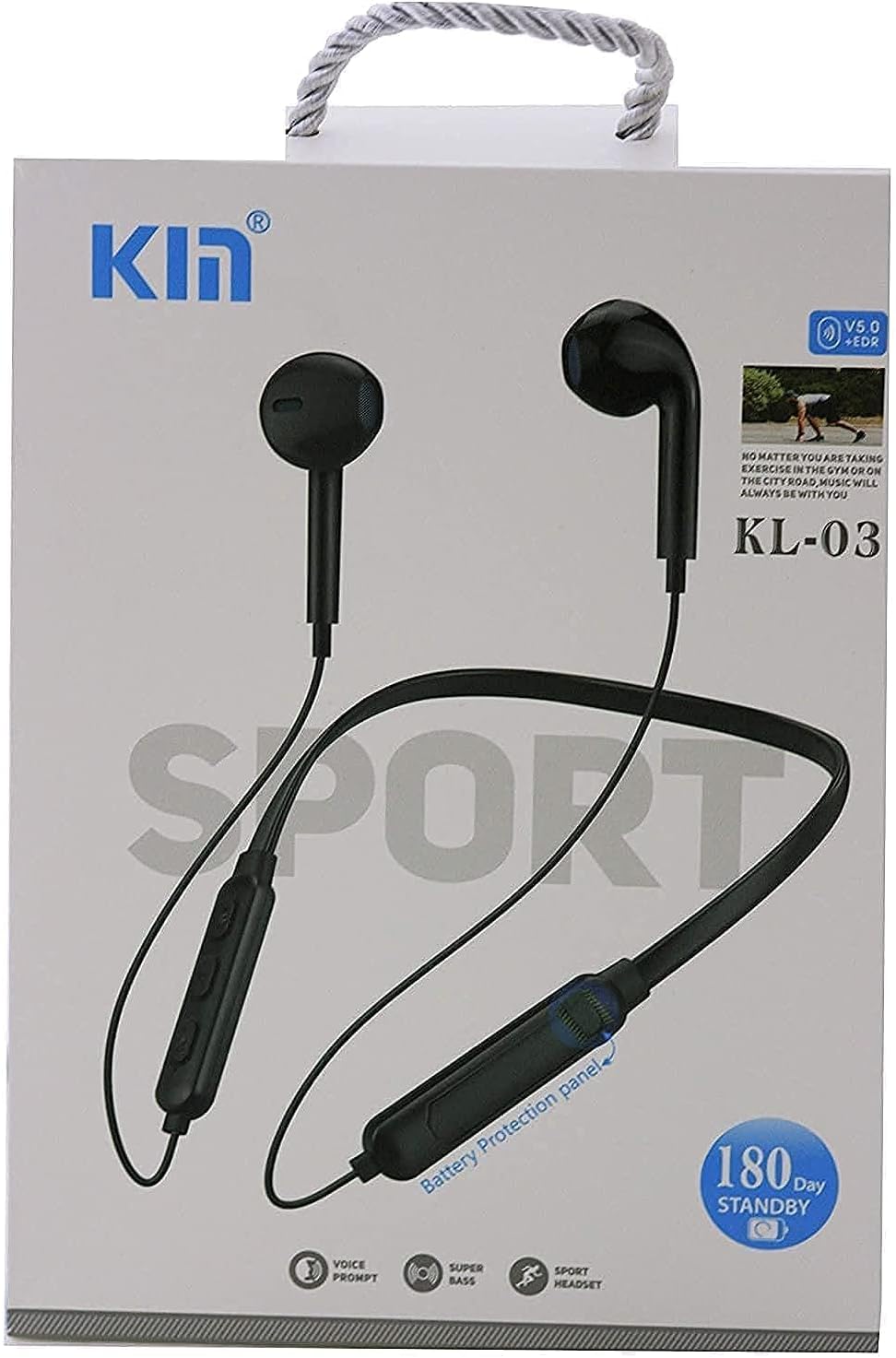 Bluetooth Wireless Headphones with mic Extra Bass -Subwoofer In-Ear Earphones Phone Headset Sports Headphones (BLACK)