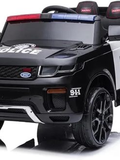 DORSA Ride on Kids Nissan GT Style Sports Police Brezza Car with Parental RC Black