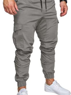 Mens Casual Cargo Pants Lightweight Hiking Work Golf Pant Men Cotton Twill Stretch Relaxed Fit Flat Front Pant with 6 Pockets