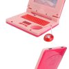Xinwe Kids Learning Laptop, LED Learning Computer Educational Simulation Cartoon Music Cognitive Development for Boys Girls for Early Learning (Pink Non Retractable Mouse)