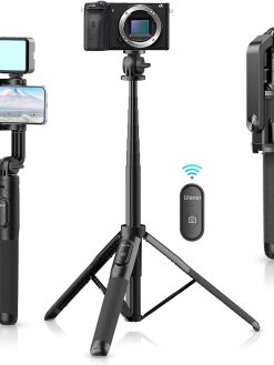 ULANZI SK-03 Selfie Stick Tripod, 64" Professional Stable Phone Tripod Stand for Smartphone/Camera/Gopro, 3 in 1 Extendable Phone Tripod with Detachable Remote for Travel Selfies Video Recording Vlog