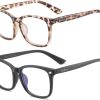 2 Pack Blue Light Blocking Reading Glasses Computer Glasses Filter UV Glare Blocking Fashion Gaming Eyeglasses Women Men Square Frame, Black