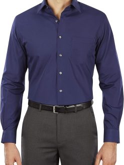 Van Heusen Mens Poplin Fitted Solid Point Collar MNS Dress Shirt Fitted Poplin Solid
