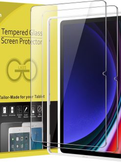 JETech Screen Protector for Samsung Galaxy Tab S9 11-Inch and Galaxy Tab S9 FE 10.9-Inch, with Easy Installation Frame, Tempered Glass Film, HD Clear, 2-Pack