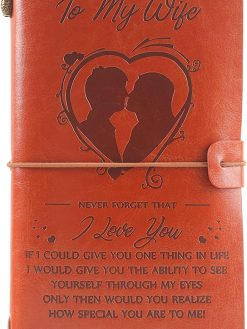 To My Wife Leather Journal from Husband, Refillable Journal Notebooks, Travel Diary Anniversary Wedding Birthday Gift for Wife from Husband