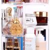 sanipoe 360 Degree Spinning Makeup Organizer, sanipoe Adjustable Carousel Round Rotating Storage Stand Rack, Large Capacity Ondisplay Shelf Cosmetics Best for Countertop and Bathroom, Clear