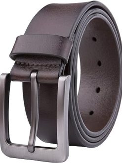 Mens Real Leather Formal Dress Belt, Casual Jeans Classic Reversible Belt