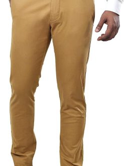 MOOSE CLOTHING COMPANY Men’s Chino Clip Belt Pant Slim Fit Plaid Flat-Front Stretch Slim Stylish Casual Pants for Boys