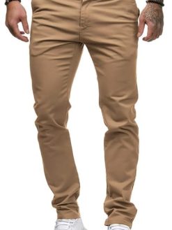 HUNGSON Mens Chinos Slim Fit Stretch Flat-Front Skinny Dress Pants