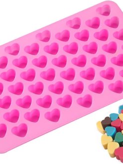 ECVV 55 Holes Love Heart Shaped Cake Mold, Non-stick Silicone Chocolate Mold for Love Jelly Soap Cube Chocolate Candy Tray Melts Gummy DIY Stackable