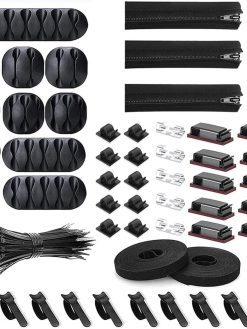 Coralblue - 274 Pcs Cable Management Kit, Cable Organizer for Home and Office. Useful for Power Cord, USB Cable, TV Cable, PC, Desktop Cable clips bundle, Cable Management Clips