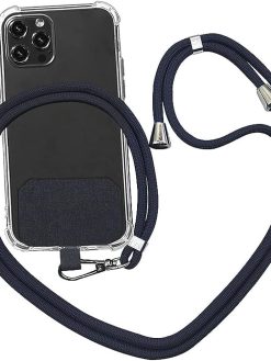 Mobile phone lanyard, universal mobile phone lanyard, with adjustable nylon neck strap, mobile phone tether belt, compatible with most smartphones, (Not including phone case)(Black)