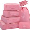 9Pcs SET Travel Luggage Organizer,Packing Cubes Set Compression Storage Bag Waterproof Traveling Accessories (Pink)
