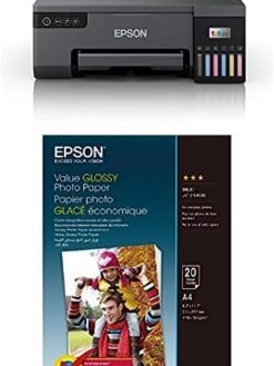 EPSON EcoTank L8050, 6-colour A4 photo printer WiFi connected, with Smart App connectivity + Epson value glossy photo paper - a4-20 sheets