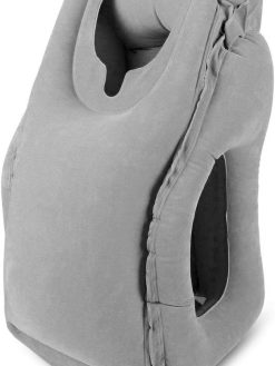 Air-plane Travel Pillow, Multi-functional Smart Inflatable Cushion Comfortable Huggable Travel Pillow With 3 D Sleep Mask For Smart Travellers - Grey
