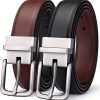 DerRose Men's Belt, Bulliant Leather Reversible Belt 1.25" For Mens Dress Casual Golf Belt,One Reverse for 2 Colors