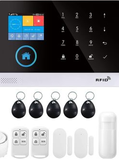 Splenssy WiFi GSM Home Alarm Security System, 2.4in LCD Wireless DIY Smart Home Burglar Security Alarm System 10 Piece Kit, Compatible with Alexa Google Home Voice Control