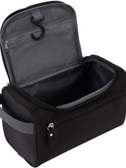 Tini Men, Women Toiletry Waterproof Hanging Bag Nylon Travel Organizer Cosmetic Bag Necessaries Case Wash Toiletry Bag (Black)