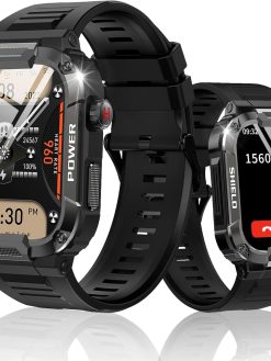 Military Smart Watch for Men (Answer/Dial Calls), 1.85" Touch Screen Tactical Smartwatch for iPhone Android, IP68 Waterproof Outdoor Sports Fitness Tracker with AI Voice, Valentines Day Gift for Him