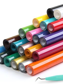 HTVRONT HTV Heat Transfer Vinyl Bundle - 20 Pack 12'' x 3FT Heat Transfer Vinyl Rolls, Easy Cutting Iron on Vinyl for Cricut, HTV Vinyl Bundle with 20 Assorted Colors