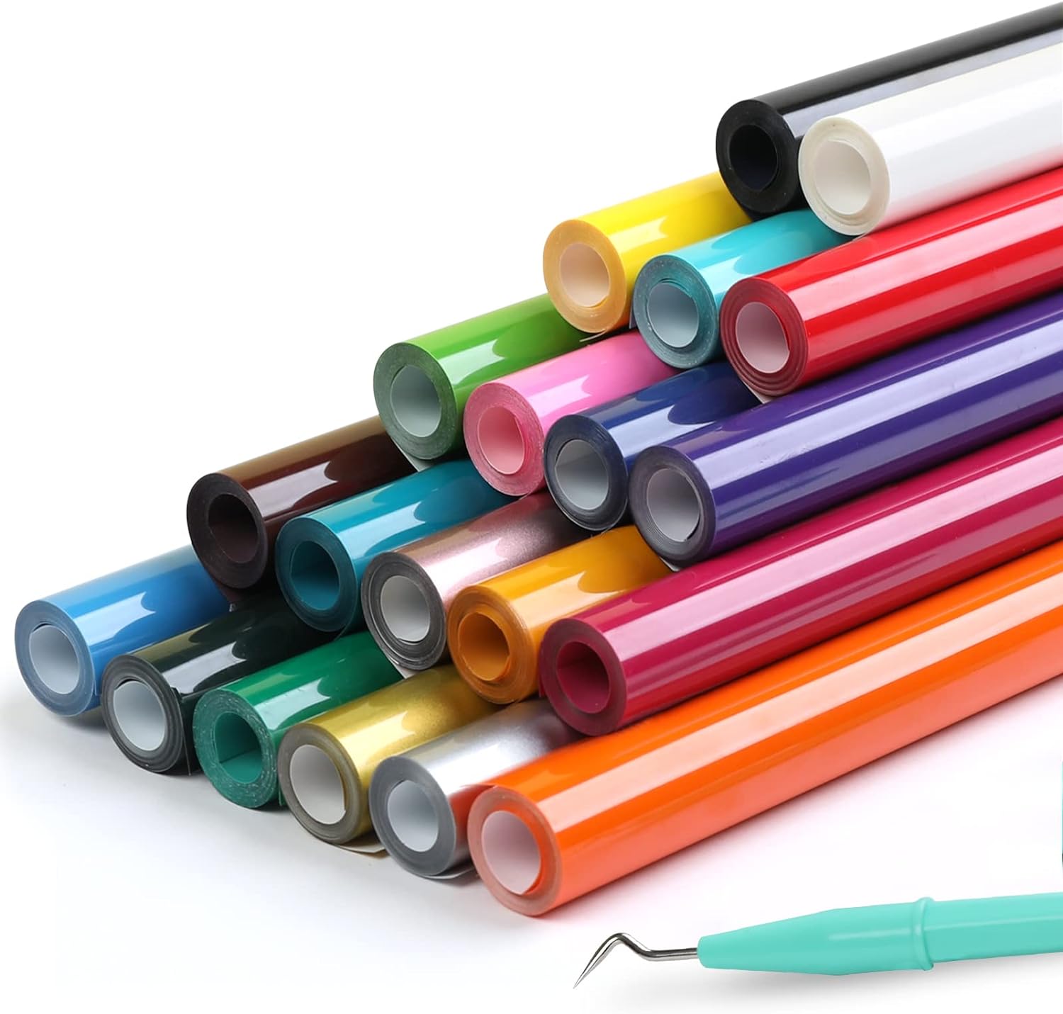 HTVRONT HTV Heat Transfer Vinyl Bundle - 20 Pack 12'' x 3FT Heat Transfer Vinyl Rolls, Easy Cutting Iron on Vinyl for Cricut, HTV Vinyl Bundle with 20 Assorted Colors
