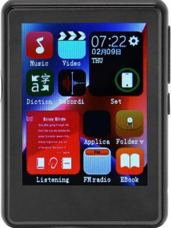 Portable MP3 Player, 2.4 Inch Touch HD Screen Bluetooth Music Player with E Book FM Radio Support Memory Card 500mAh (Black)