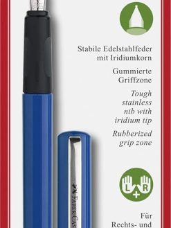 Faber Castell Fountain Pen Blue Design Medium Nib + 6 Ink Cartridges, School+, F149811