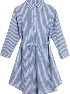 Striped Clothes Women Dress For Pregnant Dress Fashion Maternity Maternity dress Sheer Full Length Dress (Blue, XL)