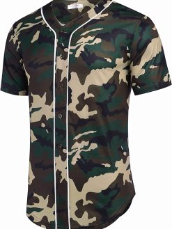 COOFANDY Men's Baseball Button Down Jersey Short Sleeve Hipster Hip Hop T Shirts