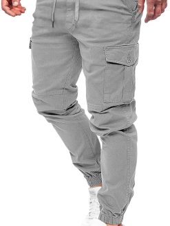 Wimerace Mens Joggers Cargo Pants Men Fashion Pants Sweatpants Casual Work Chino Pants Drawstring 6 Pockets