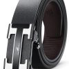 Oyifan Black Belt Men, Genuine Leather Dress Designer Belts for men, Fashion Slide Ratchet Click Casual Mens Belt for Jeans