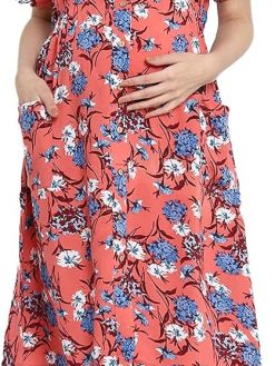 Momstory Women Maternity Dress With Adjustable Waist And Feeding Access (Mdrfn502154)