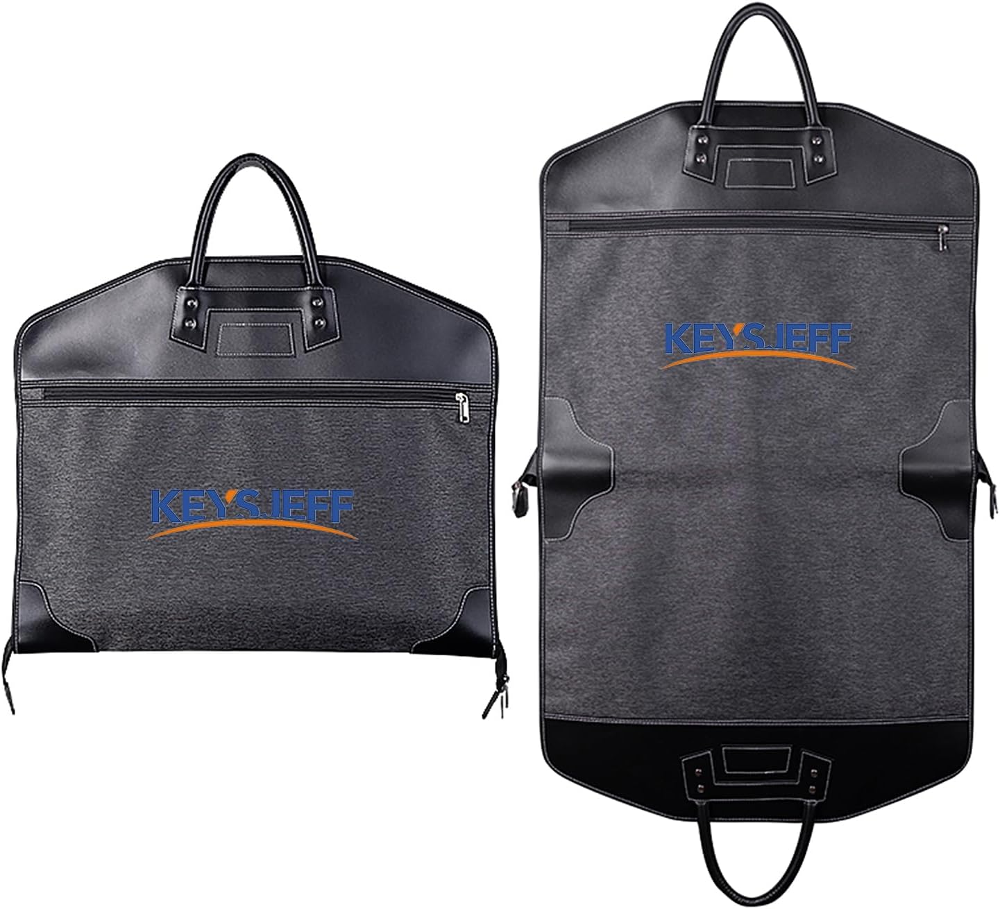 KEYSJEFF Garment Bag for Travel and Business Trip, Suit Bag Carry Gowns, Dresses, Suits Garment Bag Waterproof Oxford Canvas and Leather Material Hanging Suit Luggage Bag for Men Women