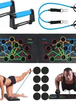 Push Up Board, 23 in 1 Multifunctional Muscle Board with Resistance Bands Foldable Portable Home Workout Equipment for Muscle Training Fitness Exercise