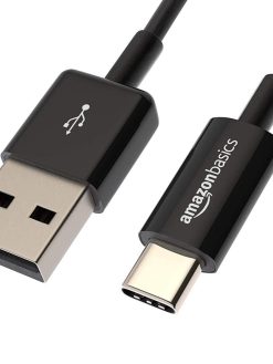 Amazon Basics USB-C to USB-C 2.0 Fast Charger Cable, 480Mbps Speed, USB-IF Certified, for Apple iPhone 15, iPad, Samsung Galaxy, Tablets, Laptops, 3 foot (0.9 M), Black