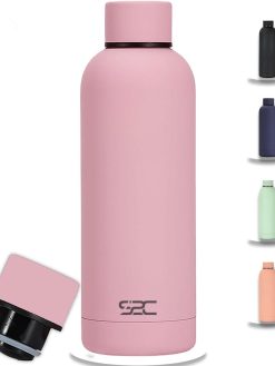 S2C Water Bottle Stainless Steel 500ml - Double Wall insulated Water Bottles for Hot Water Gym Bottle Stainless Steel Water Bottle for Kids School Flask Bottle Hot water bottle (TEA PINK, 500ML)