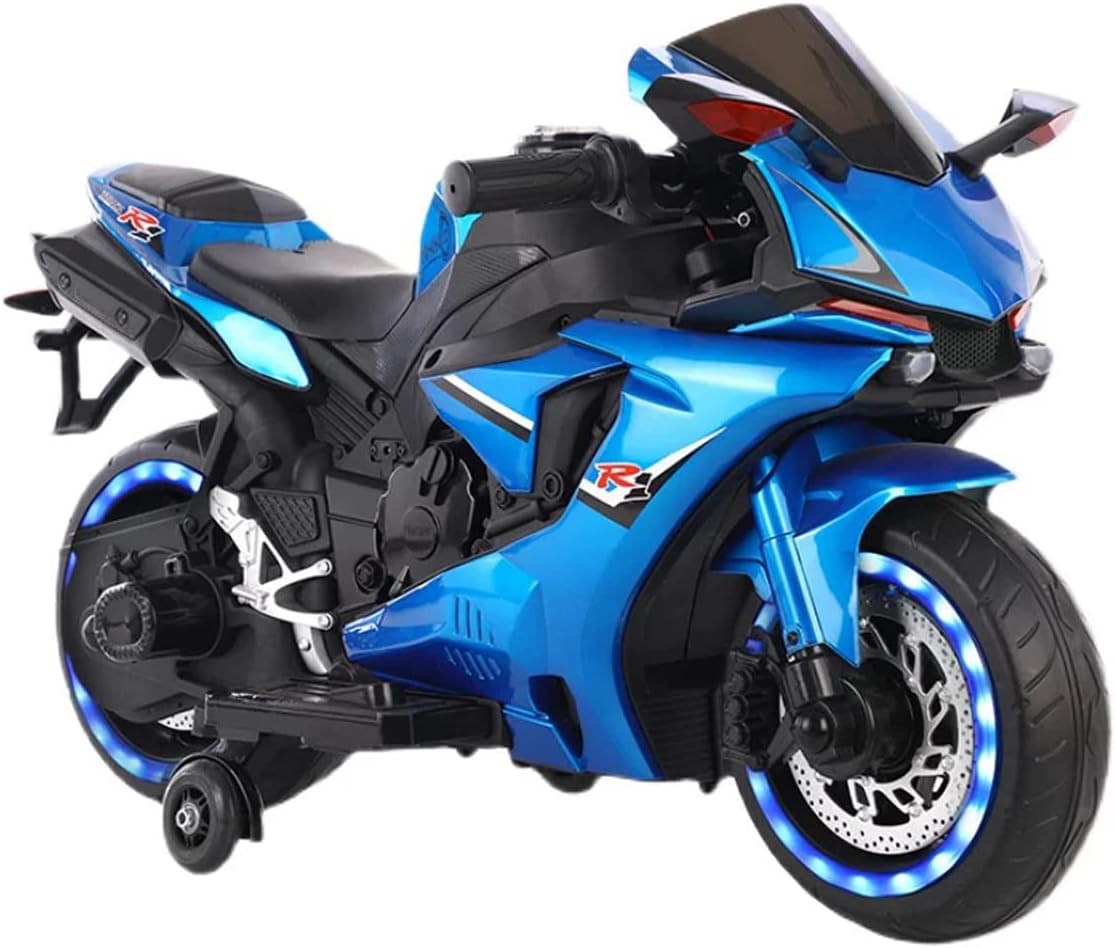 Kids Electric Motorcycle 2 Wheel With Training Wheels 12V4.5A (Blue)