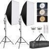 Softbox Photography Lighting Kit, Professional Photo Studio Lighting with 2x20x27.5in Soft Box | 2X 380W 3000-7000K E27 LED Bulb,Continuous Lighting Kit for Video Recording, Portraits Shooting