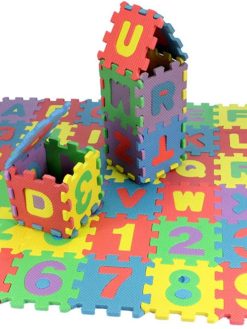 Gutsbox SHOWAY Kids Foam Puzzle Floor Play Mat,Alphabet and Numbers Foam Puzzle Play Mat 36 Tiles Great for Kids to Learn and Play-Interlocking Puzzle Pieces 12x12 cm (12x12 cm)