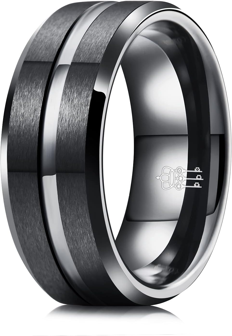 THREE KEYS JEWELRY 8mm Mens Hammered Tungsten Carbide Wedding Bands Unique Charming Engagement Rings