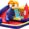 AirMyFun Food Bouncy Castle, Bounce House with Hamburger Ketchup Shape, Jump & Slide Area with Safety Net, Giant Castle with Ball Pit & Air Blower