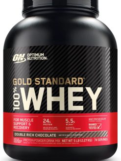 Optimum Nutrition (ON) Gold Standard 100% Whey Protein Powder Primary Source Isolate, 24 Grams of Protein for Muscle Support and Recovery - Double Rich Chocolate, 5 Lbs, 74 Servings (2.27 KG)