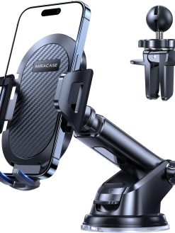 Miracase 【2023 New Generation】Car Phone Holder, Long Arm Phone Holder Car for Dashboard Windshield Air Vent【Heat-Resistant Strong Suction Cup】Car Mobile Holder Compatible with All Smartphones