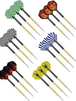 Arabest Steel Tip Darts, 18 Pack Premium Professional Metal Darts, 14G Dartboard Darts Metal Tip Set, Metal Darts for Dartboard