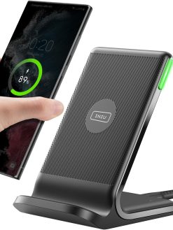 INIU Wireless Charger, 15W Qi Certified Fast Wireless Charging Stand with Sleep-Friendly Adaptive Light for iPhone 15 14 13 12 11 Pro Max XS 8 Plus Samsung Galaxy S23 S22 Ultra S21 S20 Note 20 Google