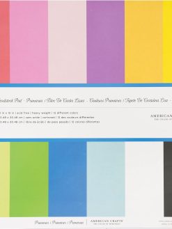 12 X 12-Inch Ac Cardstock Pad By American Crafts | Includes 48 Sheets Of Heavy Weight, Smooth In Various Primary Colors