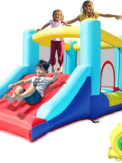 AirMyFun Inflatable Bounce House with Slide, Big Kids Bouncy House with Blower, Ball Pool, Basketball Hoop - Jumping Castle for Indoor and Outdoor Family Backyard Fun and Parties.