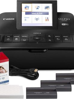 Photo Savings Canon SELPHY CP1300 Compact Photo Printer (Black) with WiFi and Accessory Bundle w/Canon Color Ink and Paper Set